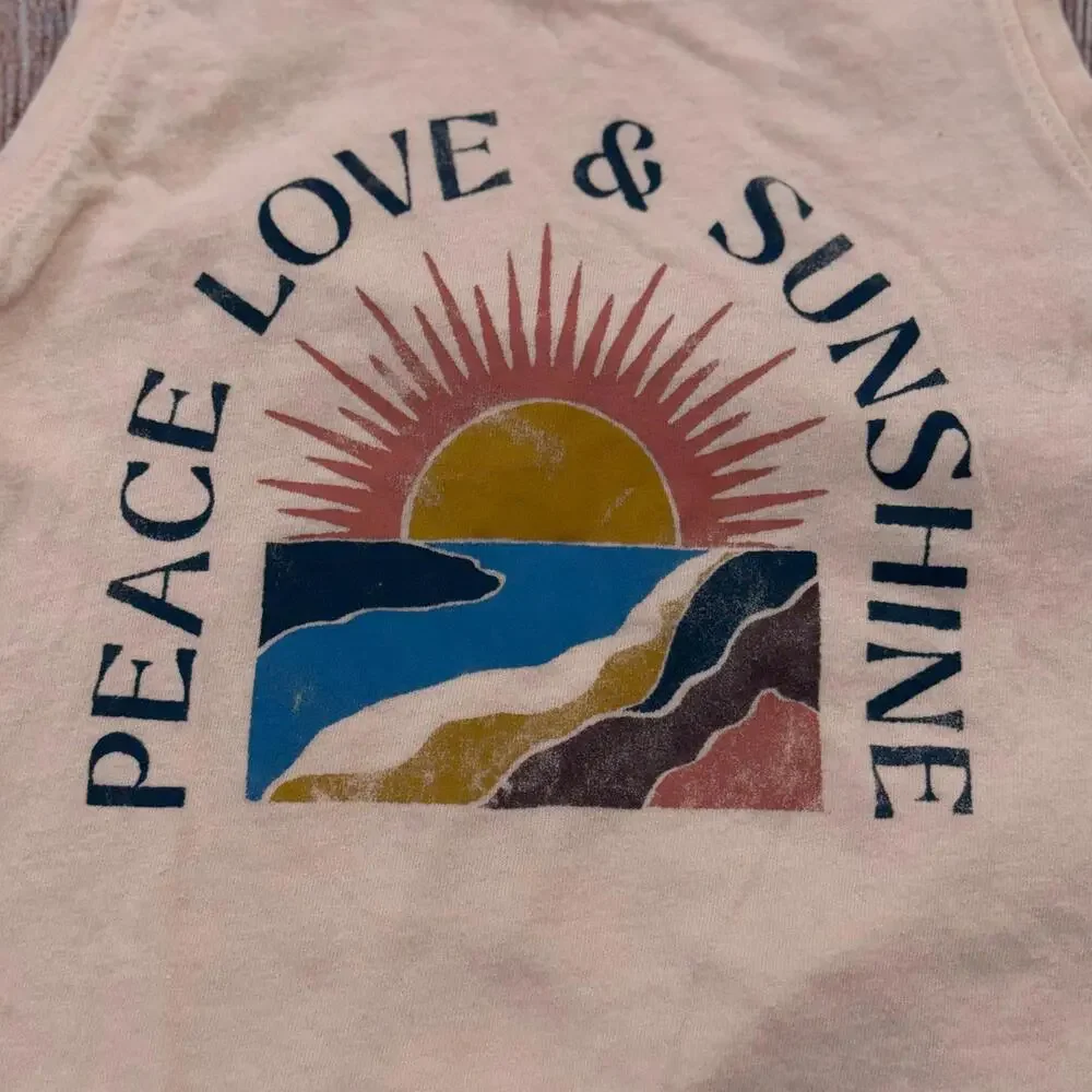 Old Navy Peace Love & Sunshine Graphic Tank Top Size 6/7